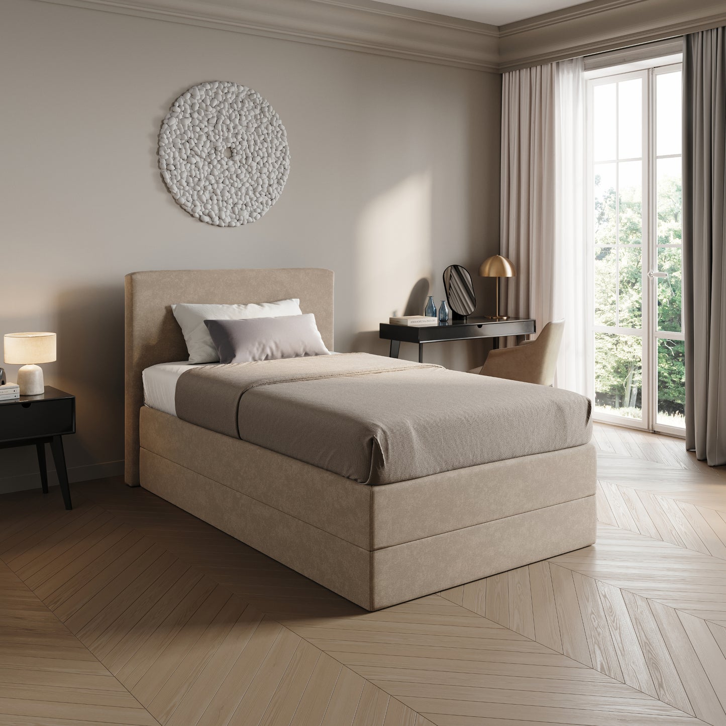 Home Collective Boxspringbett Polsterbett Bett mit Matratzenauswahl (Bonnell H2 / Kaltschaum H3), gepolstertes Kopfteil (optional), Microvelours | Verfügbare Größen: 90x200, 100x200, 120x200, 140x200, 160x200, 180x200, 200x200