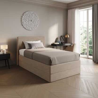 Home Collective Boxspringbett Polsterbett Bett mit Matratzenauswahl (Bonnell H2 / Kaltschaum H3), gepolstertes Kopfteil (optional), Microvelours | Verfügbare Größen: 90x200, 100x200, 120x200, 140x200, 160x200, 180x200, 200x200