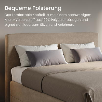 Home Collective Boxspringbett Polsterbett Bett mit Matratzenauswahl (Bonnell H2 / Kaltschaum H3), gepolstertes Kopfteil (optional), Microvelours | Verfügbare Größen: 90x200, 100x200, 120x200, 140x200, 160x200, 180x200, 200x200