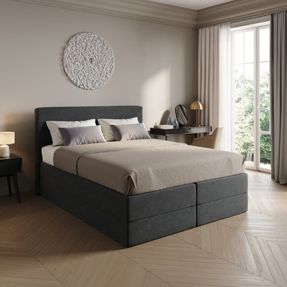 Home Collective Boxspringbett Polsterbett Bett mit Matratzenauswahl (Bonnell H2 / Kaltschaum H3), gepolstertes Kopfteil (optional), Microvelours | Verfügbare Größen: 90x200, 100x200, 120x200, 140x200, 160x200, 180x200, 200x200