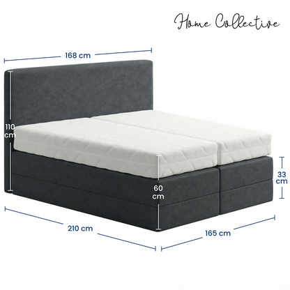 Home Collective Boxspringbett Polsterbett Bett mit Matratzenauswahl (Bonnell H2 / Kaltschaum H3), gepolstertes Kopfteil (optional), Microvelours | Verfügbare Größen: 90x200, 100x200, 120x200, 140x200, 160x200, 180x200, 200x200
