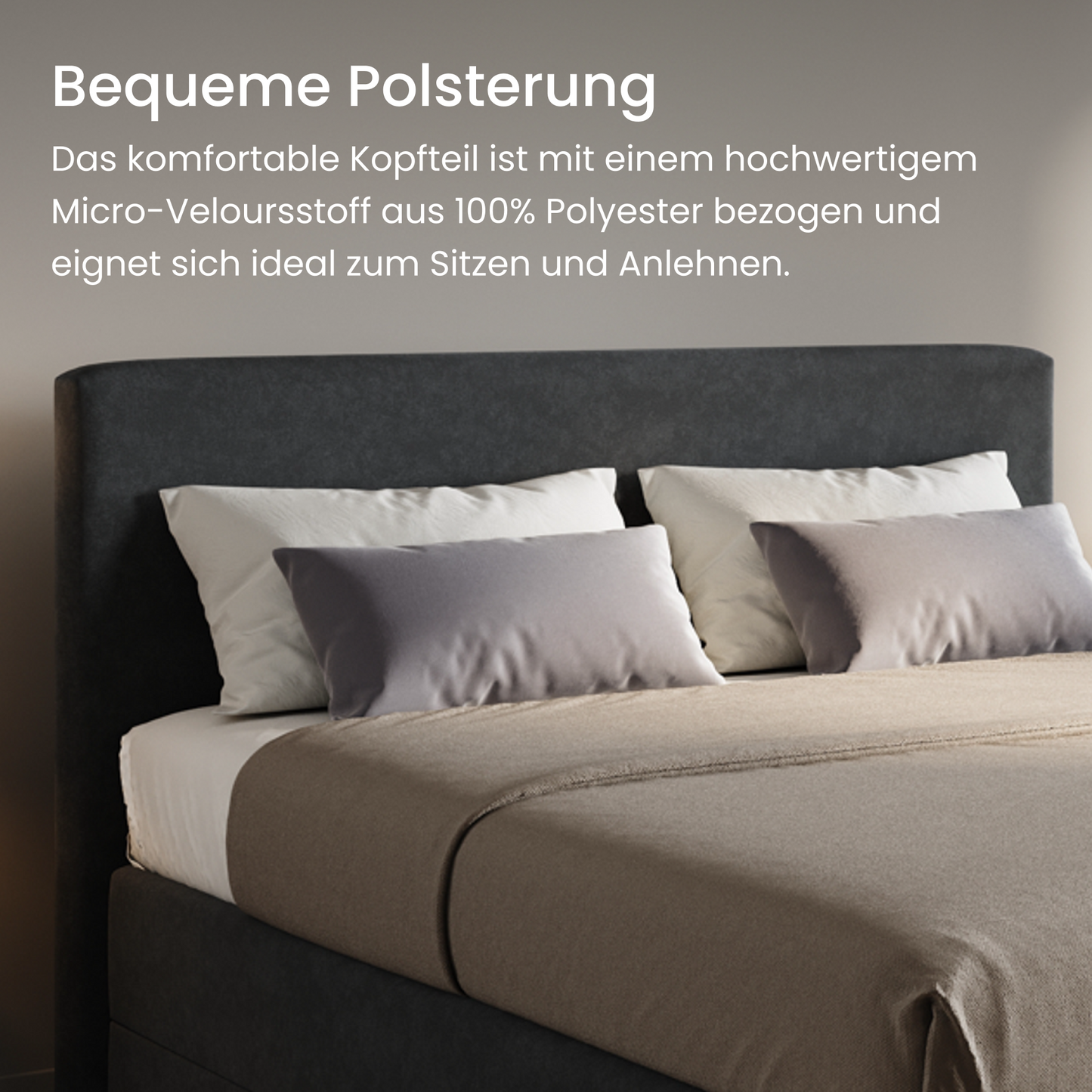 Home Collective Boxspringbett Polsterbett Bett mit Matratzenauswahl (Bonnell H2 / Kaltschaum H3), gepolstertes Kopfteil (optional), Microvelours | Verfügbare Größen: 90x200, 100x200, 120x200, 140x200, 160x200, 180x200, 200x200