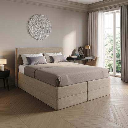 Home Collective Boxspringbett Polsterbett Bett mit Matratzenauswahl (Bonnell H2 / Kaltschaum H3), gepolstertes Kopfteil (optional), Microvelours | Verfügbare Größen: 90x200, 100x200, 120x200, 140x200, 160x200, 180x200, 200x200