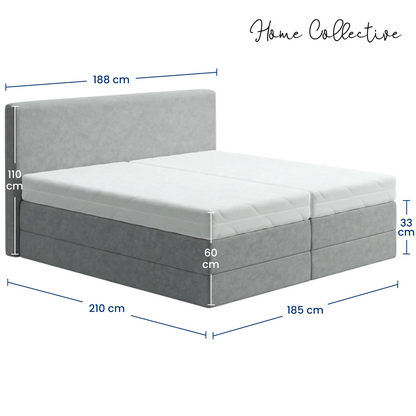 Home Collective Boxspringbett Polsterbett Bett mit Matratzenauswahl (Bonnell H2 / Kaltschaum H3), gepolstertes Kopfteil (optional), Microvelours | Verfügbare Größen: 90x200, 100x200, 120x200, 140x200, 160x200, 180x200, 200x200