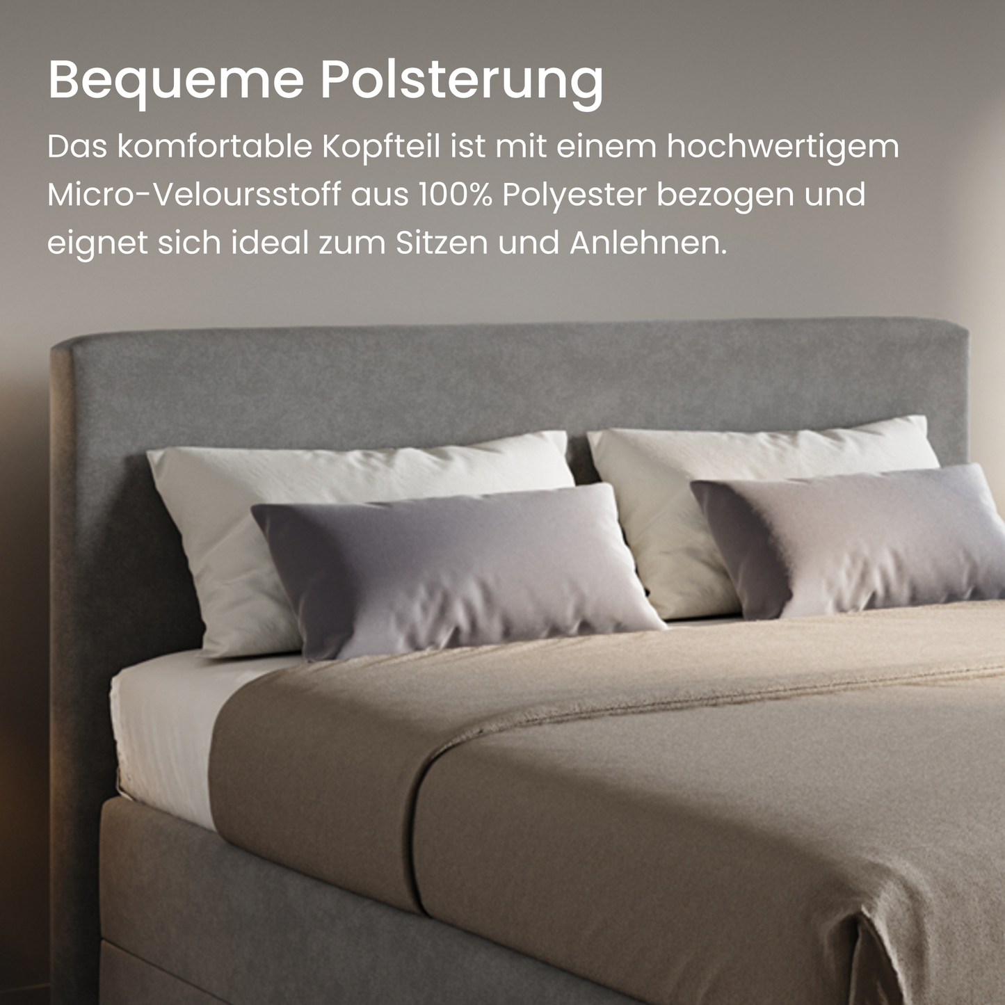 Home Collective Boxspringbett Polsterbett Bett mit Matratzenauswahl (Bonnell H2 / Kaltschaum H3), gepolstertes Kopfteil (optional), Microvelours | Verfügbare Größen: 90x200, 100x200, 120x200, 140x200, 160x200, 180x200, 200x200