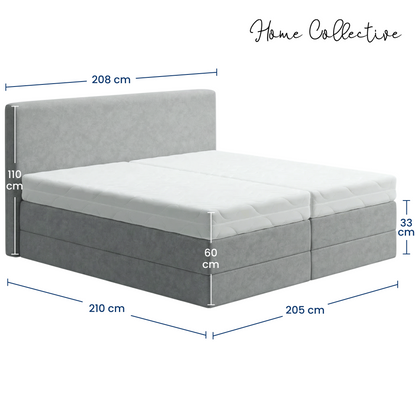 Home Collective Boxspringbett Polsterbett Bett mit Matratzenauswahl (Bonnell H2 / Kaltschaum H3), gepolstertes Kopfteil (optional), Microvelours | Verfügbare Größen: 90x200, 100x200, 120x200, 140x200, 160x200, 180x200, 200x200