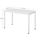 Table de salle à manger table carrée en bois table de cuisine moderne 120 x 60 x 75 cm, épaisseur 18 mm, salle à manger en bois cuisine salon avec pieds en métal noir