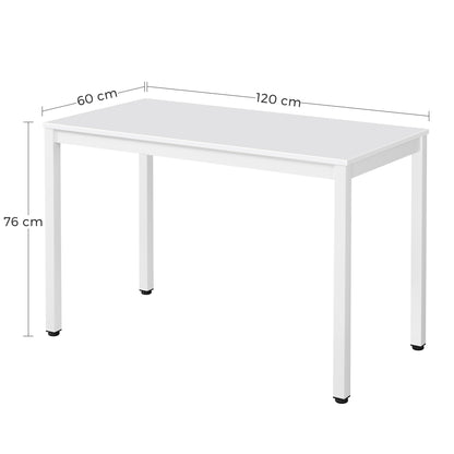 Table de salle à manger table carrée en bois table de cuisine moderne 120 x 60 x 75 cm, épaisseur 18 mm, salle à manger en bois cuisine salon avec pieds en métal noir