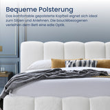 Home Collective Polsterbett Doppelbett Bett 140x200 160x200 Bettgestell mit Lattenrost weicher Bezug | gepolstertes Kopfteil, robustes Gestell, hoher Liegekomfort | moderne Steppung | Creme