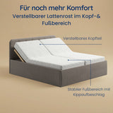 Home Collective Polsterbett 100x200 | 120x200 | 140x200 | 160x200 | 180x200 | 200x200 Doppelbett Bett mit verstellbarem Lattenrost & Stauraum