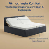 Home Collective Polsterbett 100x200 | 120x200 | 140x200 | 160x200 | 180x200 | 200x200 Doppelbett Bett mit verstellbarem Lattenrost & Stauraum