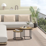 Table basse lot de 2 tables d'appoint rondes design loft 2 en 1 surface emboîtable résistante aux rayures, salon | 53cm et 43cm de large