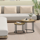 Table basse lot de 2 tables d'appoint rondes design loft 2 en 1 surface emboîtable résistante aux rayures, salon | 53cm et 43cm de large