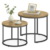 Table basse lot de 2 tables d'appoint rondes design loft 2 en 1 surface emboîtable résistante aux rayures, salon | 53cm et 43cm de large