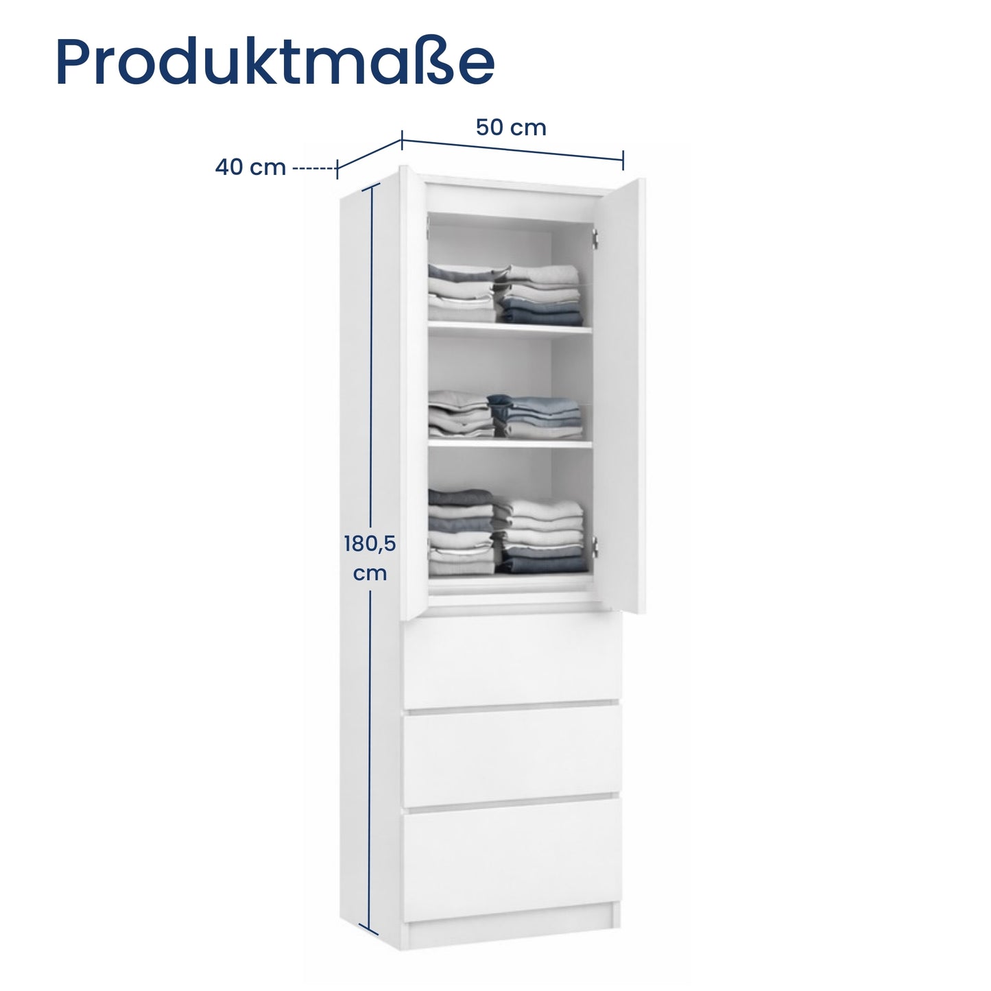 Home Collective Kleiderschrank mit Tür 50x40x180 cm – Garderobenschrank & Mehrzweckschrank mit 3–5 Einlegeböden und optional Schubladen Schrank für Schlafzimmer Flur Büro