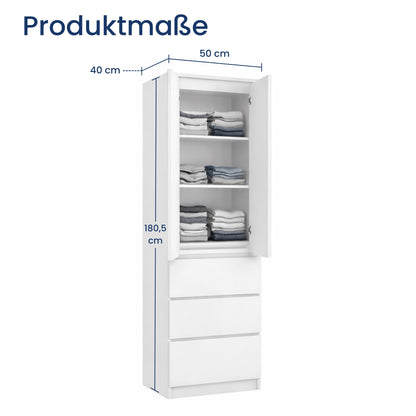 Home Collective Kleiderschrank mit Tür 50x40x180 cm – Garderobenschrank & Mehrzweckschrank mit 3–5 Einlegeböden und optional Schubladen Schrank für Schlafzimmer Flur Büro