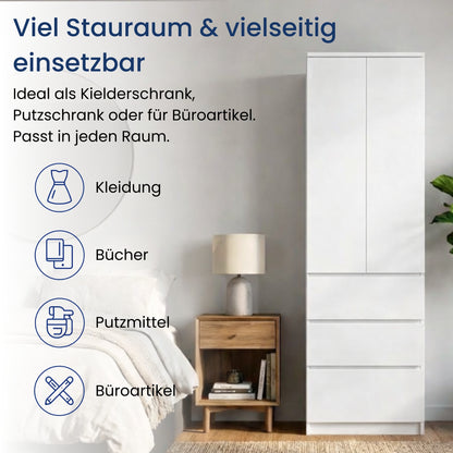 Home Collective Kleiderschrank mit Tür 50x40x180 cm – Garderobenschrank & Mehrzweckschrank mit 3–5 Einlegeböden und optional Schubladen Schrank für Schlafzimmer Flur Büro