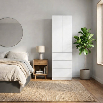 Home Collective Kleiderschrank mit Tür 50x40x180 cm – Garderobenschrank & Mehrzweckschrank mit 3–5 Einlegeböden und optional Schubladen Schrank für Schlafzimmer Flur Büro