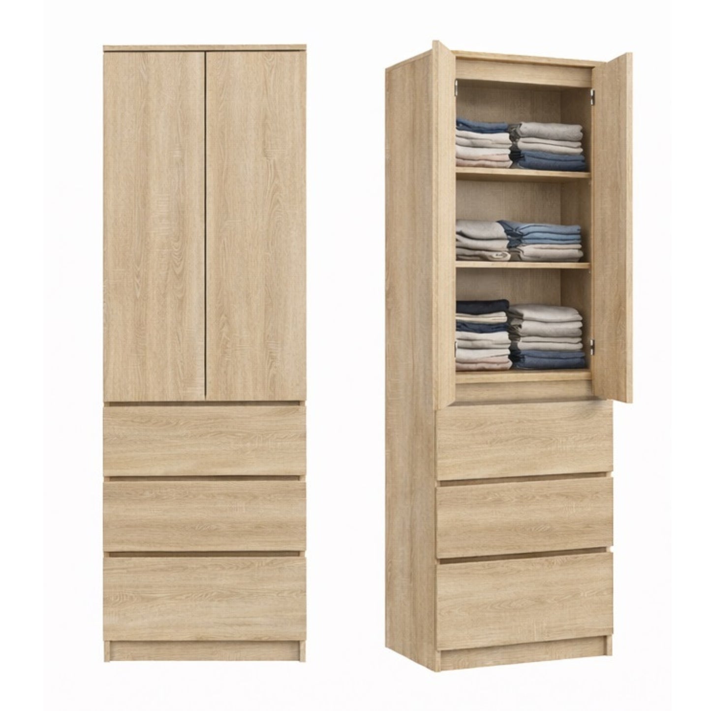 Home Collective Kleiderschrank mit Tür 50x40x180 cm – Garderobenschrank & Mehrzweckschrank mit 3–5 Einlegeböden und optional Schubladen Schrank für Schlafzimmer Flur Büro
