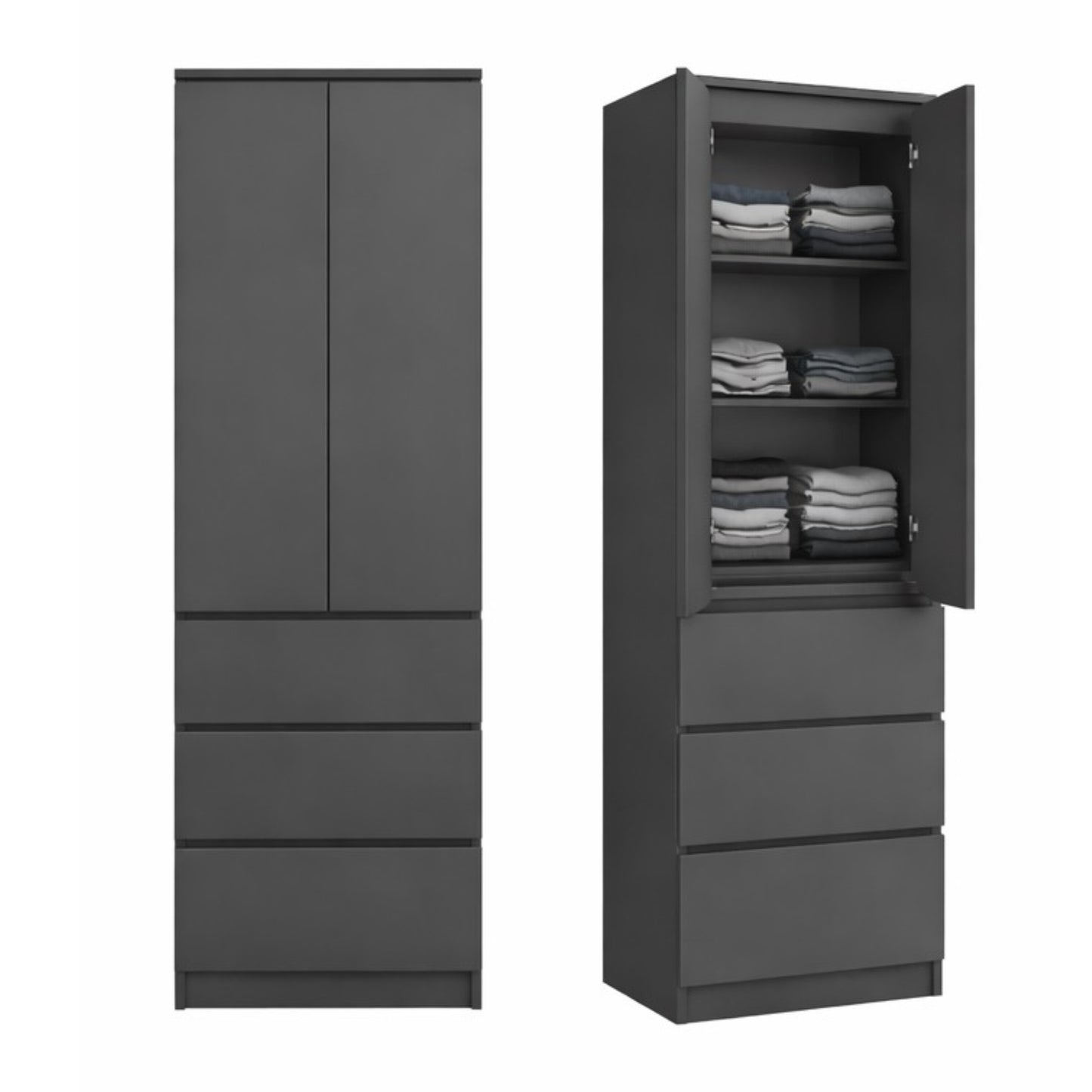 Home Collective Kleiderschrank mit Tür 50x40x180 cm – Garderobenschrank & Mehrzweckschrank mit 3–5 Einlegeböden und optional Schubladen Schrank für Schlafzimmer Flur Büro