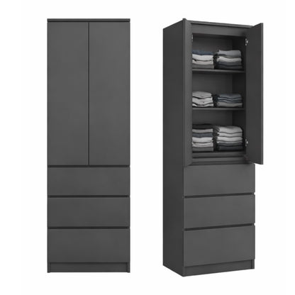 Home Collective Kleiderschrank mit Tür 50x40x180 cm – Garderobenschrank & Mehrzweckschrank mit 3–5 Einlegeböden und optional Schubladen Schrank für Schlafzimmer Flur Büro