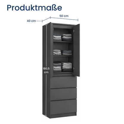 Home Collective Kleiderschrank mit Tür 50x40x180 cm – Garderobenschrank & Mehrzweckschrank mit 3–5 Einlegeböden und optional Schubladen Schrank für Schlafzimmer Flur Büro