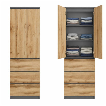 Home Collective Kleiderschrank mit Tür 50x40x180 cm – Garderobenschrank & Mehrzweckschrank mit 3–5 Einlegeböden und optional Schubladen Schrank für Schlafzimmer Flur Büro