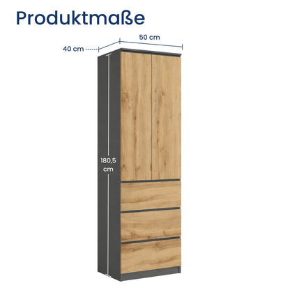 Home Collective Kleiderschrank mit Tür 50x40x180 cm – Garderobenschrank & Mehrzweckschrank mit 3–5 Einlegeböden und optional Schubladen Schrank für Schlafzimmer Flur Büro