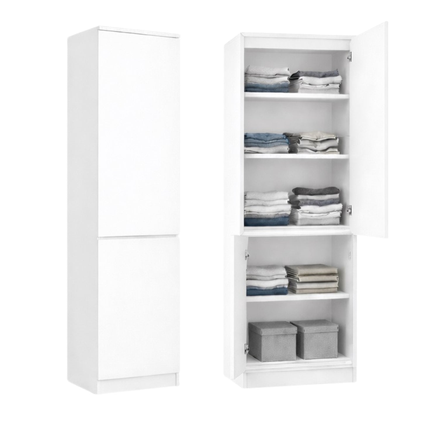 Home Collective Kleiderschrank mit Tür 50x40x180 cm – Garderobenschrank & Mehrzweckschrank mit 3–5 Einlegeböden und optional Schubladen Schrank für Schlafzimmer Flur Büro