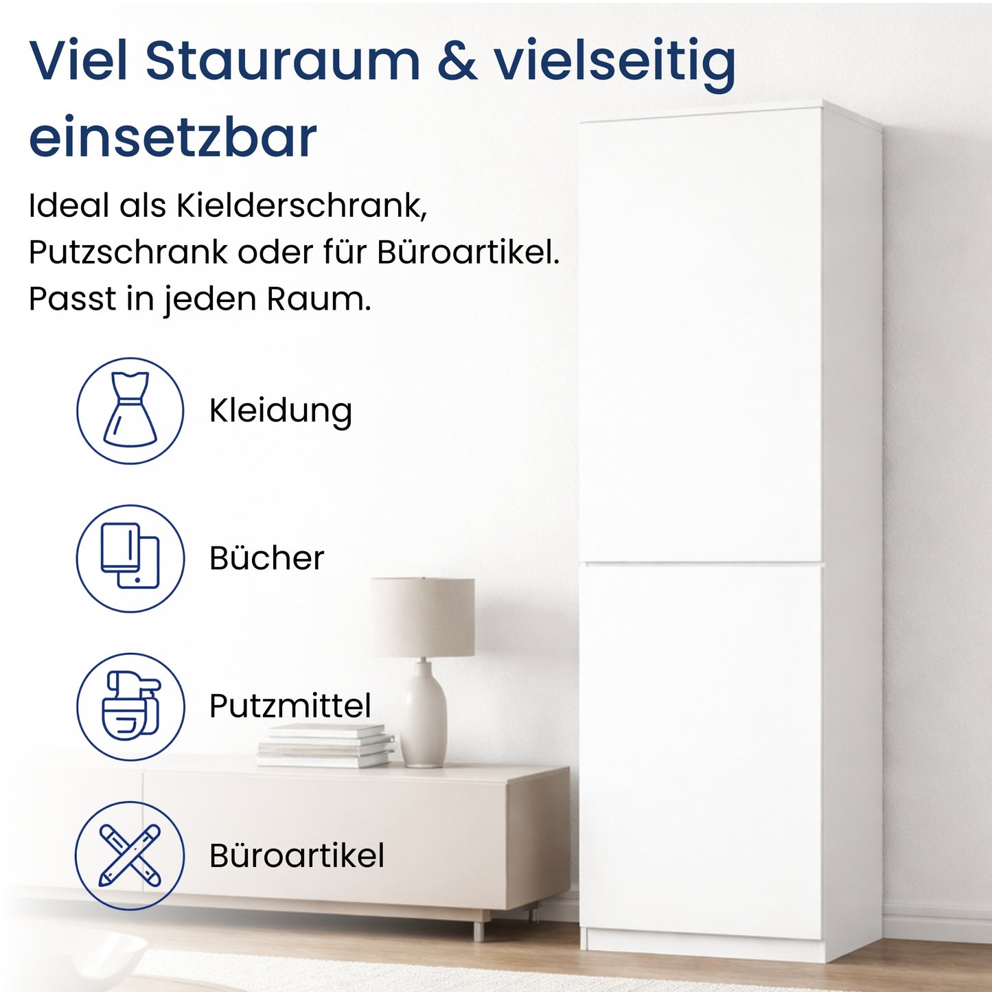 Home Collective Kleiderschrank mit Tür 50x40x180 cm – Garderobenschrank & Mehrzweckschrank mit 3–5 Einlegeböden und optional Schubladen Schrank für Schlafzimmer Flur Büro