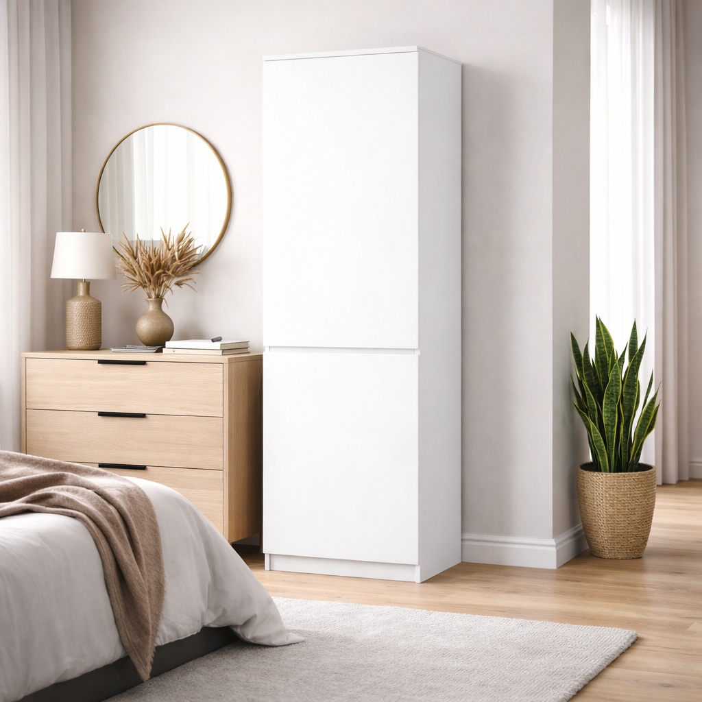 Home Collective Kleiderschrank mit Tür 50x40x180 cm – Garderobenschrank & Mehrzweckschrank mit 3–5 Einlegeböden und optional Schubladen Schrank für Schlafzimmer Flur Büro