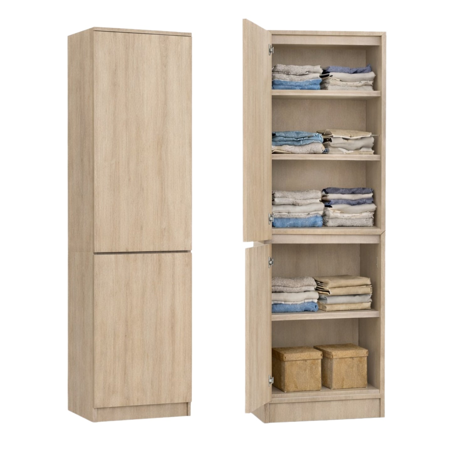 Home Collective Kleiderschrank mit Tür 50x40x180 cm – Garderobenschrank & Mehrzweckschrank mit 3–5 Einlegeböden und optional Schubladen Schrank für Schlafzimmer Flur Büro