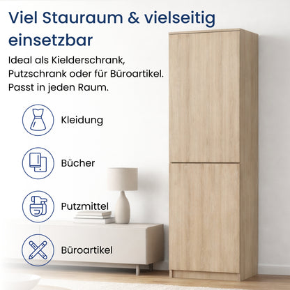 Home Collective Kleiderschrank mit Tür 50x40x180 cm – Garderobenschrank & Mehrzweckschrank mit 3–5 Einlegeböden und optional Schubladen Schrank für Schlafzimmer Flur Büro