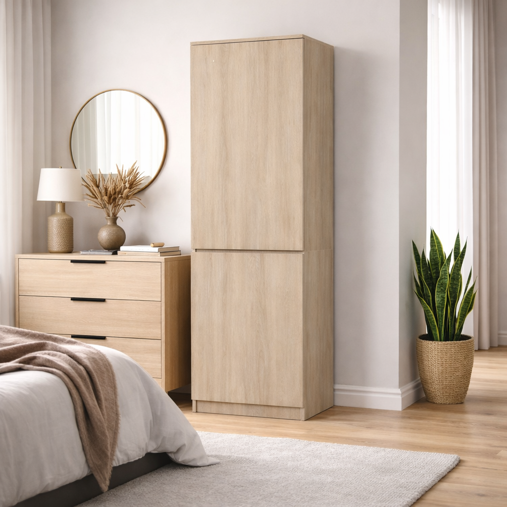 Home Collective Kleiderschrank mit Tür 50x40x180 cm – Garderobenschrank & Mehrzweckschrank mit 3–5 Einlegeböden und optional Schubladen Schrank für Schlafzimmer Flur Büro