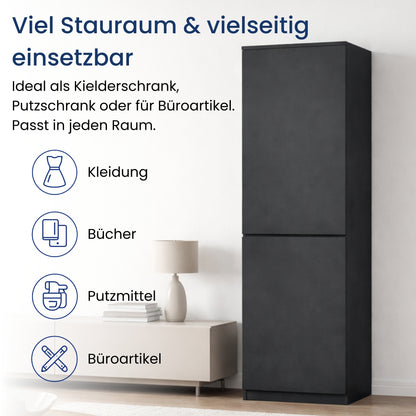 Home Collective Kleiderschrank mit Tür 50x40x180 cm – Garderobenschrank & Mehrzweckschrank mit 3–5 Einlegeböden und optional Schubladen Schrank für Schlafzimmer Flur Büro