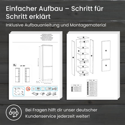 Home Collective Kleiderschrank mit Tür 50x40x180 cm – Garderobenschrank & Mehrzweckschrank mit 3–5 Einlegeböden und optional Schubladen Schrank für Schlafzimmer Flur Büro