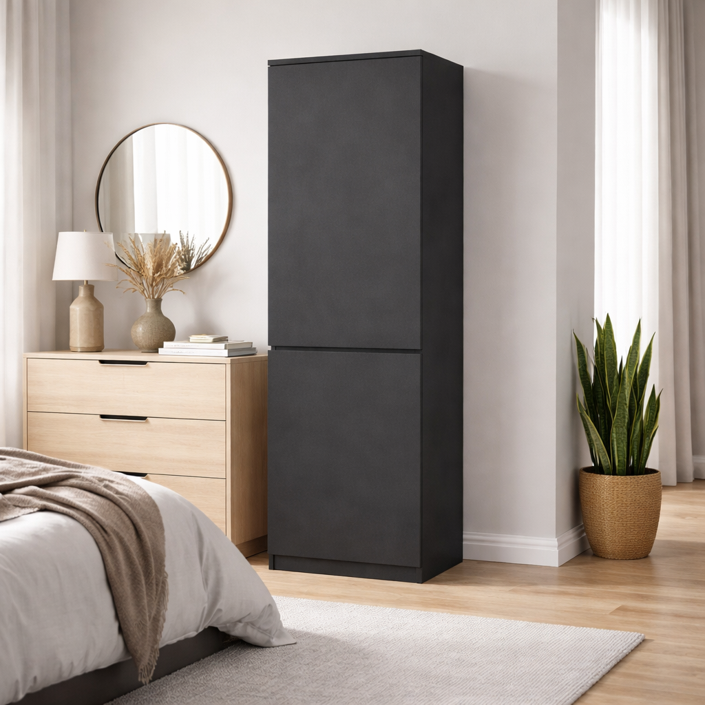 Home Collective Kleiderschrank mit Tür 50x40x180 cm – Garderobenschrank & Mehrzweckschrank mit 3–5 Einlegeböden und optional Schubladen Schrank für Schlafzimmer Flur Büro