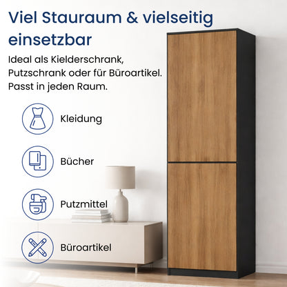 Home Collective Kleiderschrank mit Tür 50x40x180 cm – Garderobenschrank & Mehrzweckschrank mit 3–5 Einlegeböden und optional Schubladen Schrank für Schlafzimmer Flur Büro