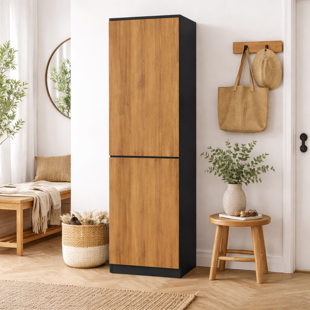 Home Collective Kleiderschrank mit Tür 50x40x180 cm – Garderobenschrank & Mehrzweckschrank mit 3–5 Einlegeböden und optional Schubladen Schrank für Schlafzimmer Flur Büro