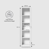 Schrank Mehrzweckschrank 40 und 50 cm Breite 180 cm Höhe mit vier Einlegeböden schmaler Aktenschrank Organizer Kleiderschrank aus MDF Holz
