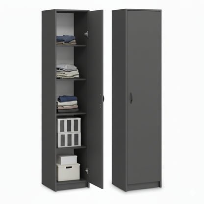 Schrank Mehrzweckschrank 40 und 50 cm Breite 180 cm Höhe mit vier Einlegeböden schmaler Aktenschrank Organizer Kleiderschrank aus MDF Holz