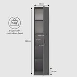 Schrank Mehrzweckschrank 40 und 50 cm Breite 180 cm Höhe mit vier Einlegeböden schmaler Aktenschrank Organizer Kleiderschrank aus MDF Holz