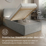Home Collective Polsterbett Doppelbett Bett mit verstellbarem Lattenrost & Stauraum, wählbare Matratze (Federkern H2 / Kaltschaum H3) viele Größen verfügbar Kordstoff