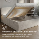 Home Collective Polsterbett Doppelbett Bett mit verstellbarem Lattenrost & Stauraum, wählbare Matratze (Federkern H2 / Kaltschaum H3) viele Größen verfügbar Kordstoff