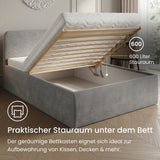 Home Collective Polsterbett Doppelbett Bett mit verstellbarem Lattenrost & Stauraum, wählbare Matratze (Federkern H2 / Kaltschaum H3) viele Größen verfügbar Kordstoff