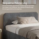 Home Collective Polsterbett Doppelbett Bett mit verstellbarem Lattenrost & Stauraum, wählbare Matratze (Federkern H2 / Kaltschaum H3) viele Größen verfügbar Kordstoff