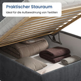 Home Collective Polsterbett Doppelbett Bett mit verstellbarem Lattenrost & Stauraum, wählbare Matratze (Federkern H2 / Kaltschaum H3) viele Größen verfügbar Kordstoff