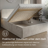 Home Collective Polsterbett Doppelbett Bett mit verstellbarem Lattenrost & Stauraum, wählbare Matratze (Federkern H2 / Kaltschaum H3) viele Größen verfügbar Kordstoff