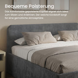 Home Collective Polsterbett Doppelbett Bett mit verstellbarem Lattenrost & Stauraum, wählbare Matratze (Federkern H2 / Kaltschaum H3) viele Größen verfügbar Kordstoff