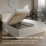 Home Collective Polsterbett Doppelbett Bett mit verstellbarem Lattenrost & Stauraum, wählbare Matratze (Federkern H2 / Kaltschaum H3) viele Größen verfügbar Kordstoff